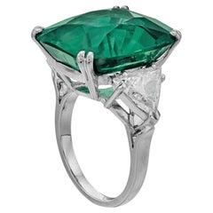 GIA Certified 10.49 Carat Vivid Green Emerald Diamond Platinum Ring