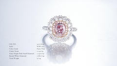 GIA Certified, 1.04ct Natural Fancy Pink Cushion shape Diamond Ring in 18KT Gold