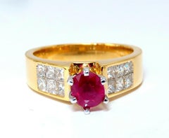 GIA Certified 1.04Ct Natural Ruby Diamonds Ring 14 Karat Gold Cathedral Raised*