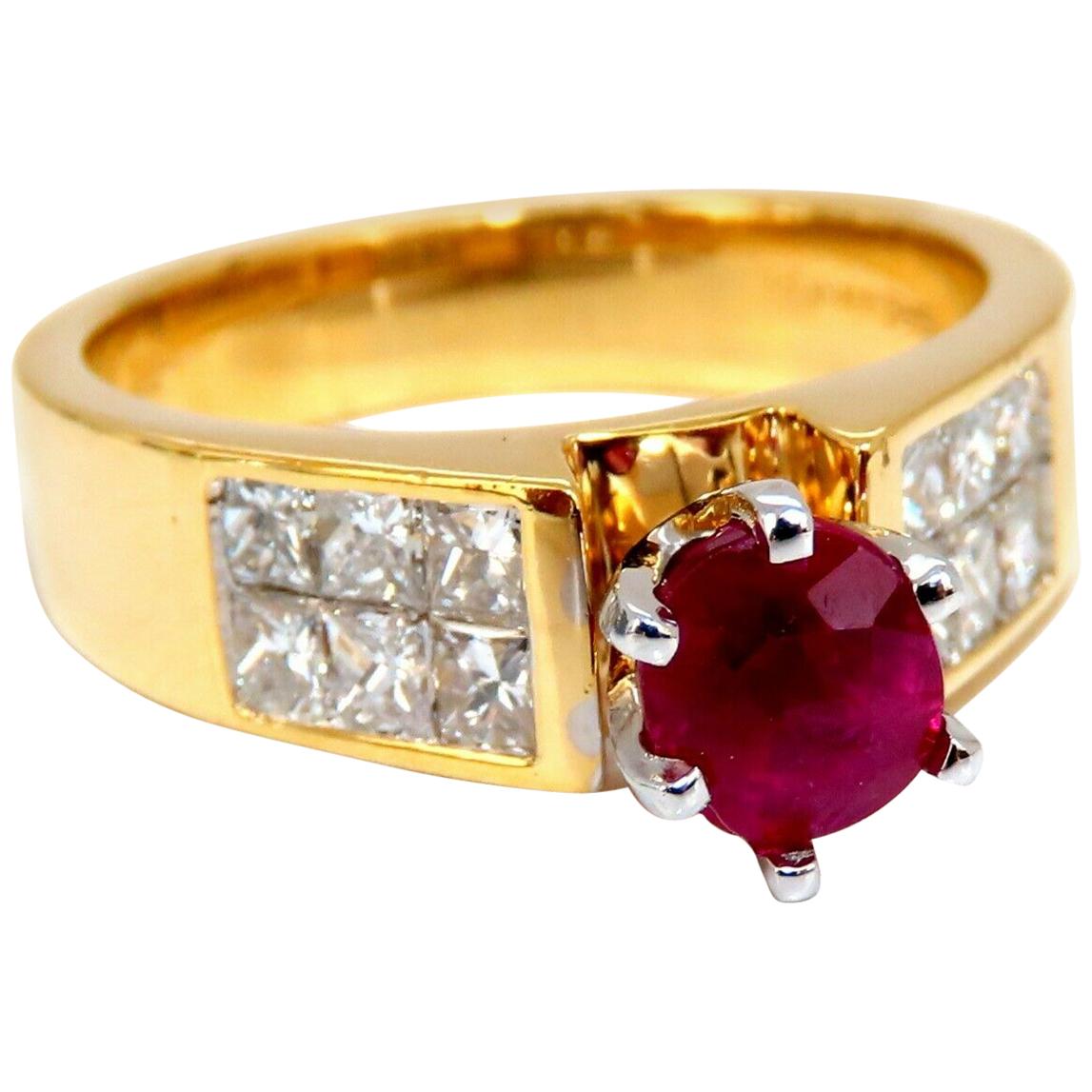 GIA Certified 1.04Ct Natural Ruby Diamonds Ring 14 Karat Gold Cathedral Raised*