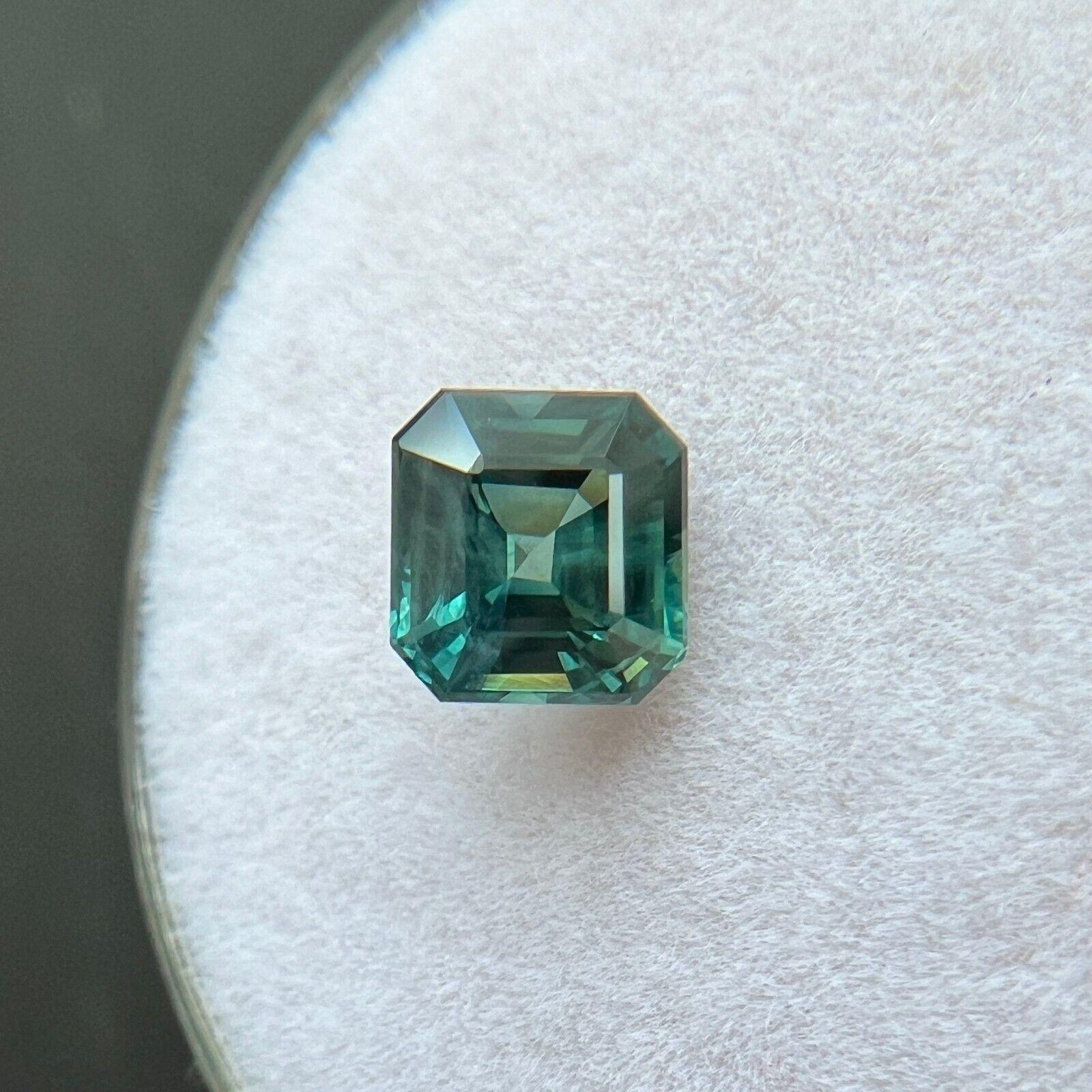 Gia Certified 1.04ct Sapphire Octagon Natural Green Blue Untreated 5.6x5.3mm In New Condition For Sale In Birmingham, GB