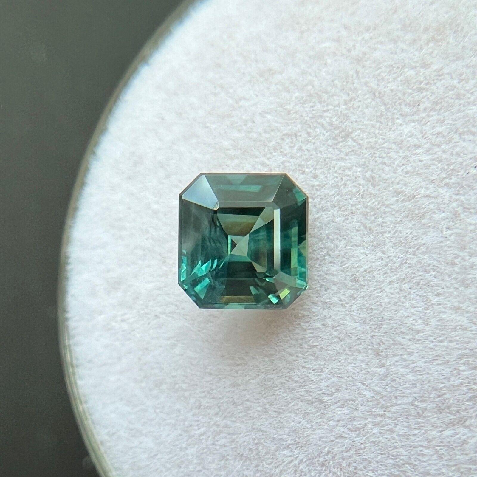 Women's or Men's Gia Certified 1.04ct Sapphire Octagon Natural Green Blue Untreated 5.6x5.3mm For Sale