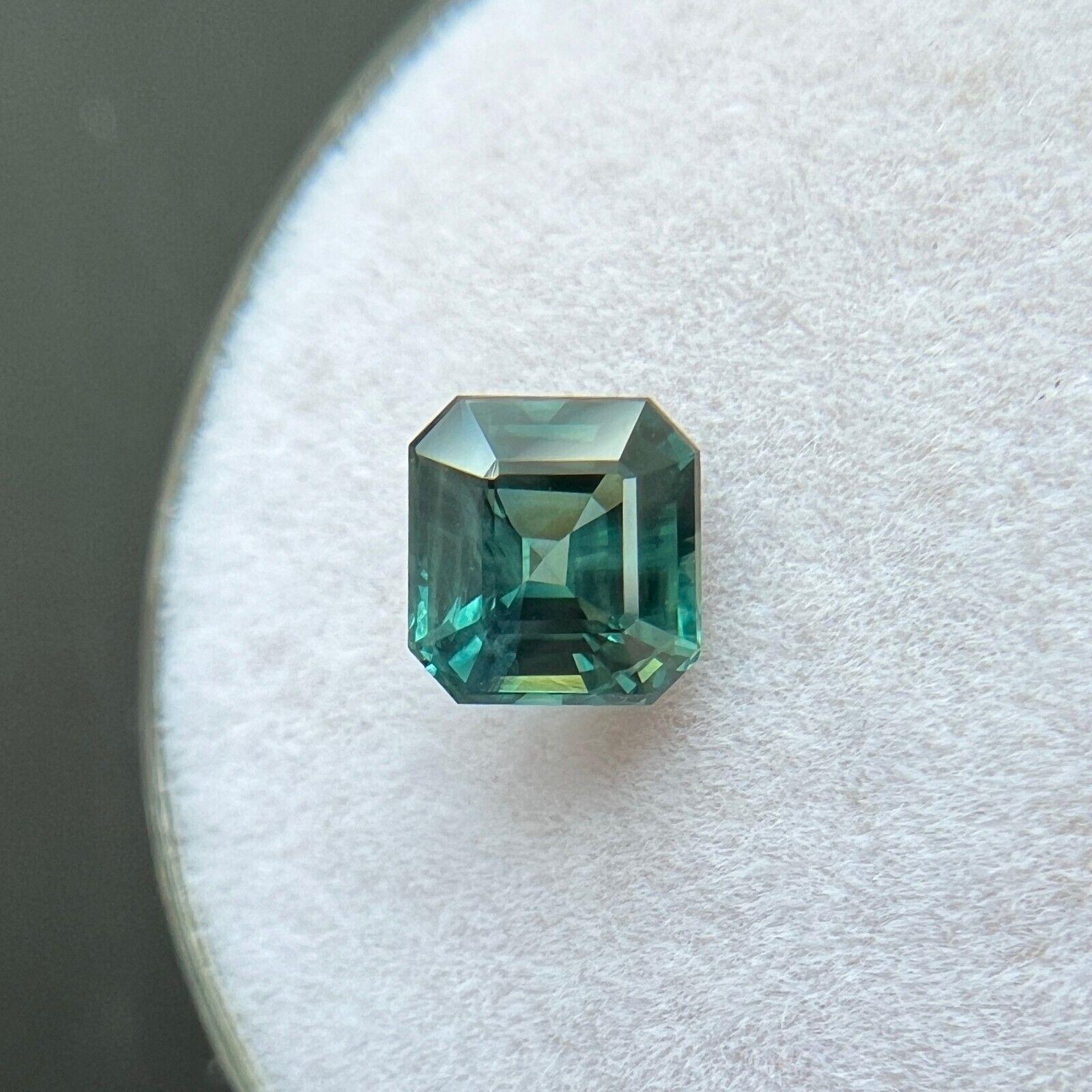 Gia Certified 1.04ct Sapphire Octagon Natural Green Blue Untreated 5.6x5.3mm For Sale 1