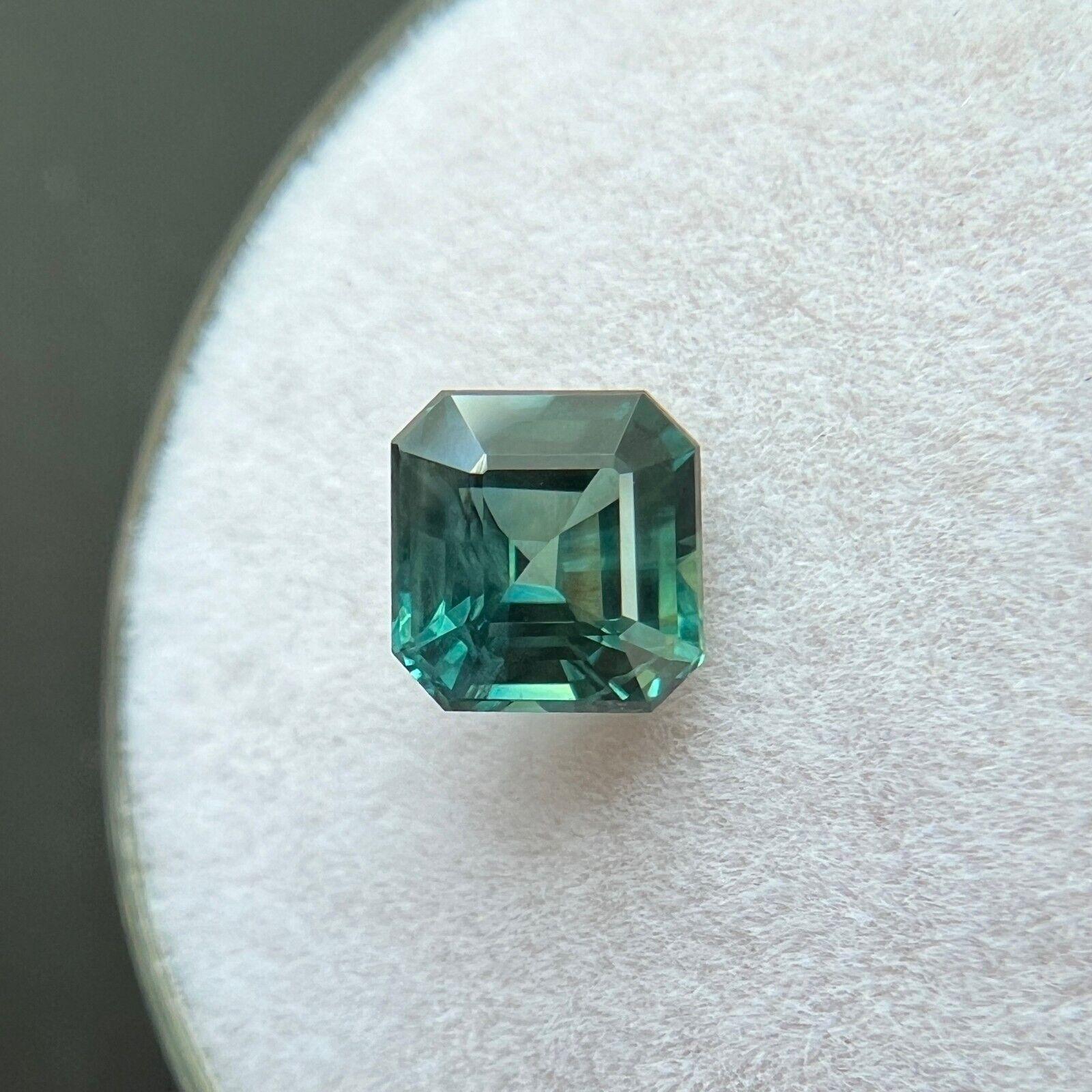Gia Certified 1.04ct Sapphire Octagon Natural Green Blue Untreated 5.6x5.3mm For Sale 2