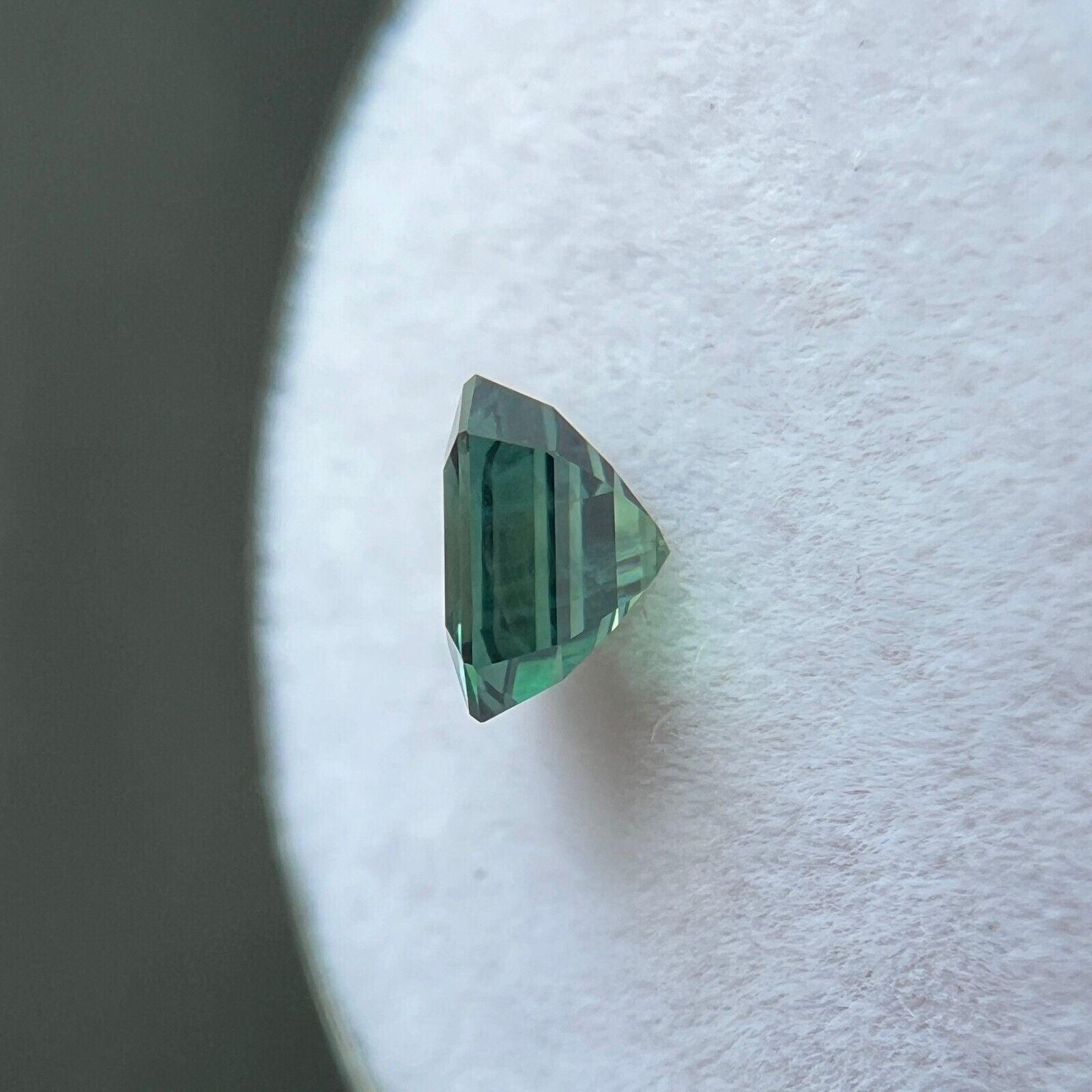 Gia Certified 1.04ct Sapphire Octagon Natural Green Blue Untreated 5.6x5.3mm For Sale 3