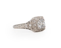 GIA-zertifizierter Platin-Verlobungsring mit 1.05 Karat Art Deco-Diamant