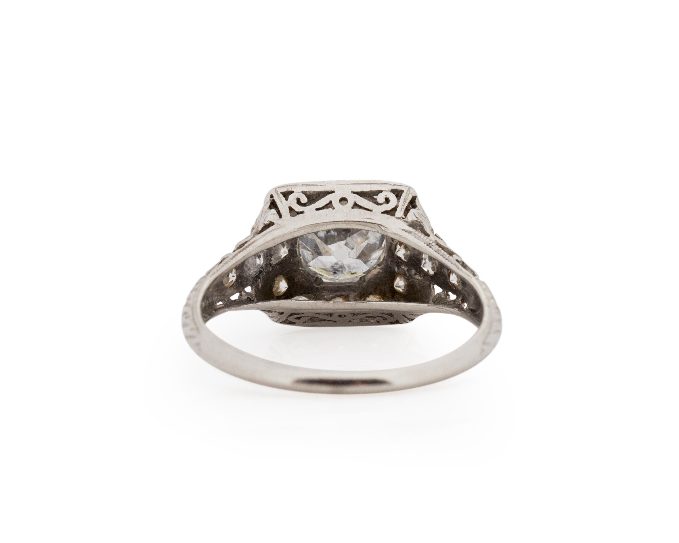 Old European Cut GIA Certified 1.05 Carat Art Deco Diamond Platinum Engagement Ring For Sale