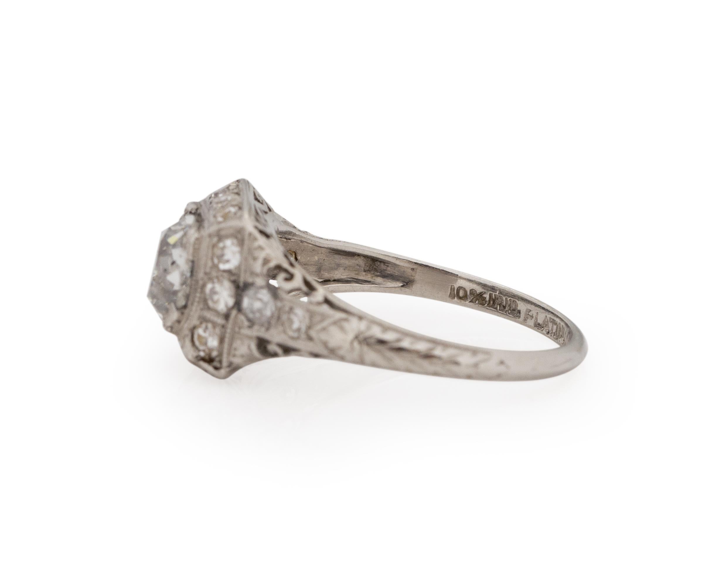 GIA Certified 1.05 Carat Art Deco Diamond Platinum Engagement Ring In Good Condition For Sale In Atlanta, GA
