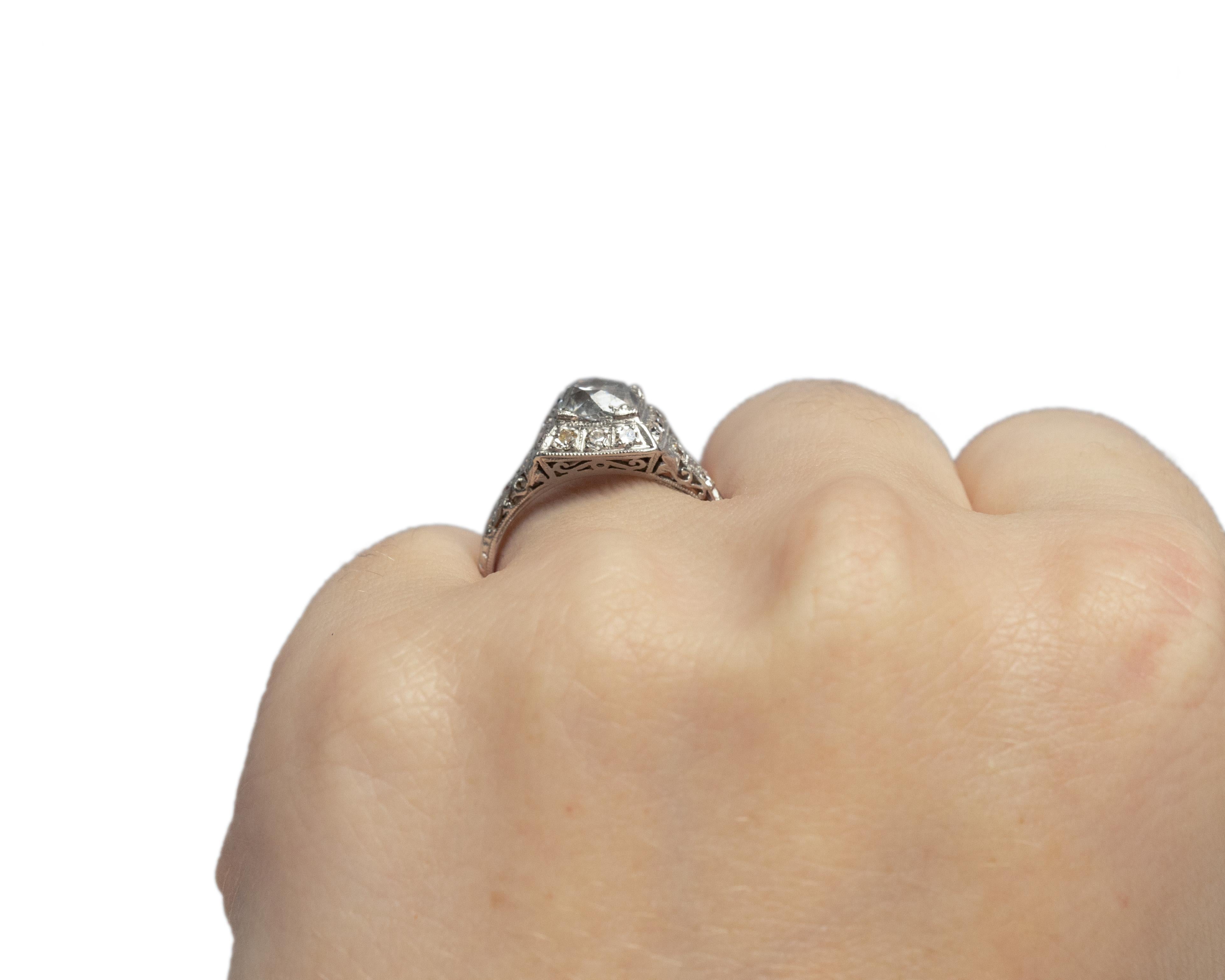 GIA Certified 1.05 Carat Art Deco Diamond Platinum Engagement Ring For Sale 1