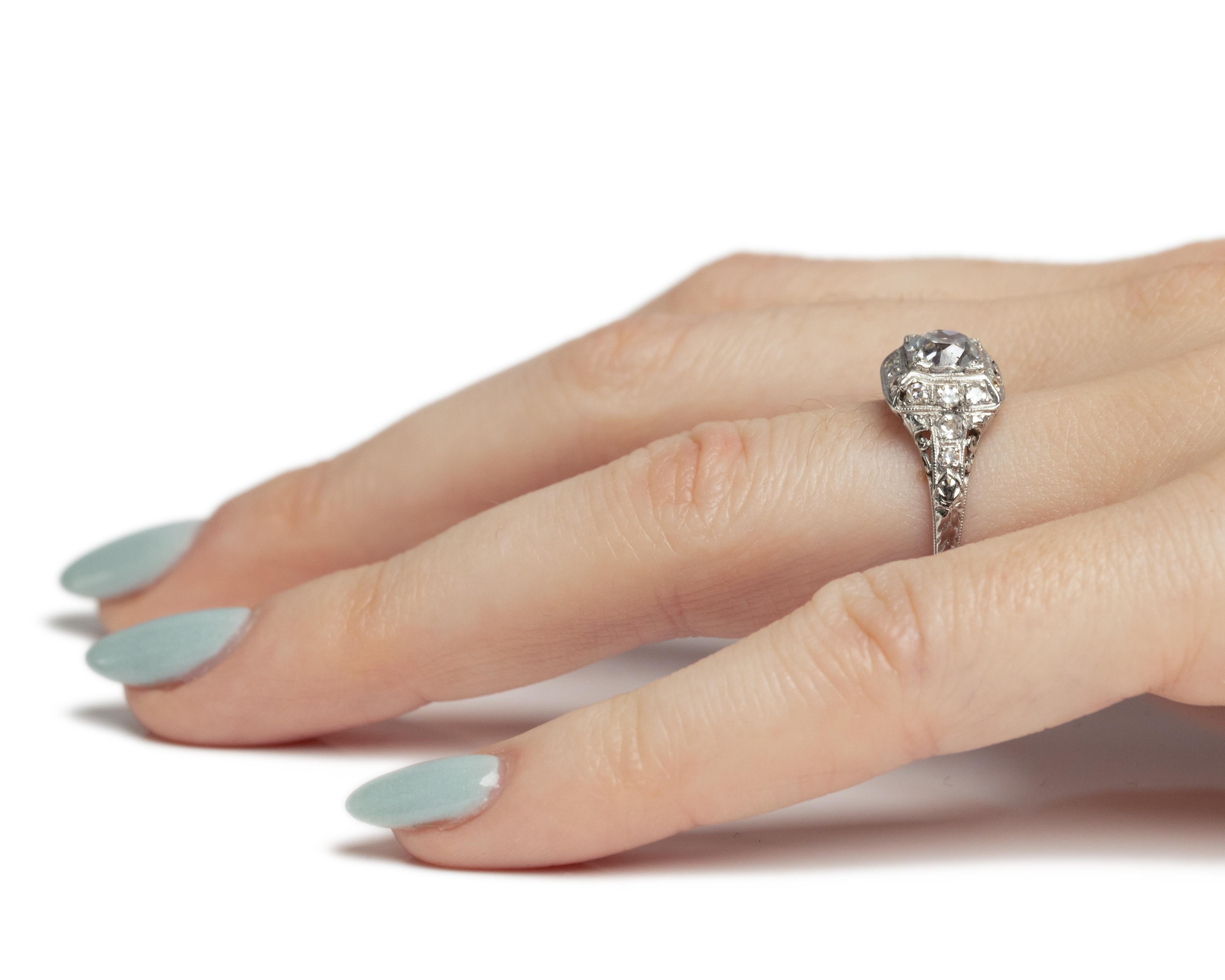 GIA Certified 1.05 Carat Art Deco Diamond Platinum Engagement Ring For Sale 2
