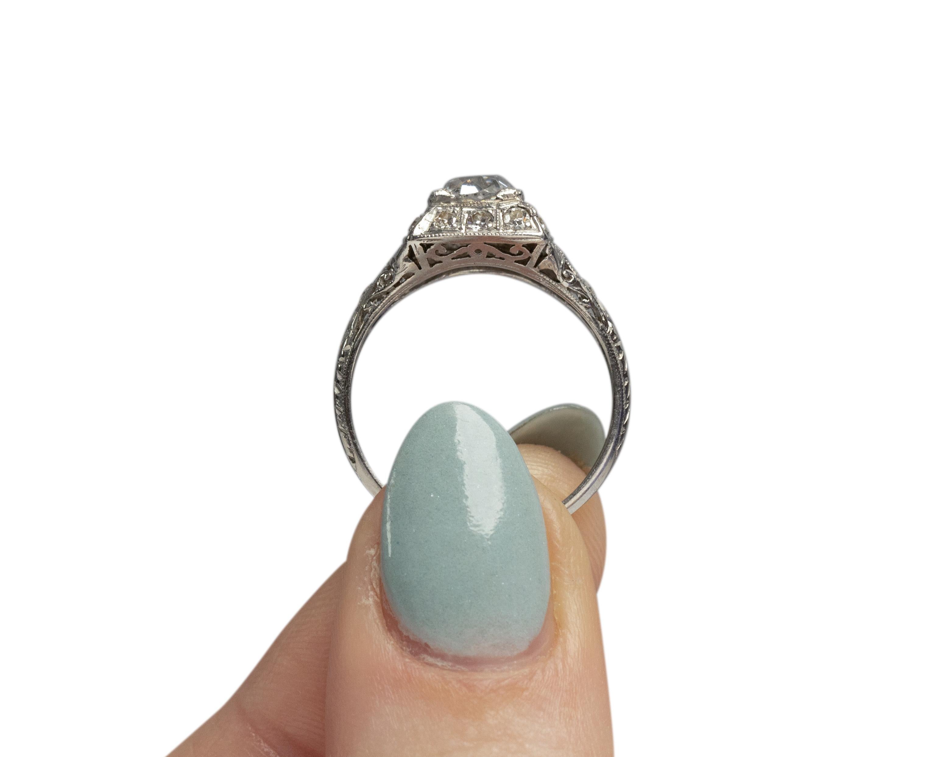 GIA Certified 1.05 Carat Art Deco Diamond Platinum Engagement Ring For Sale 3
