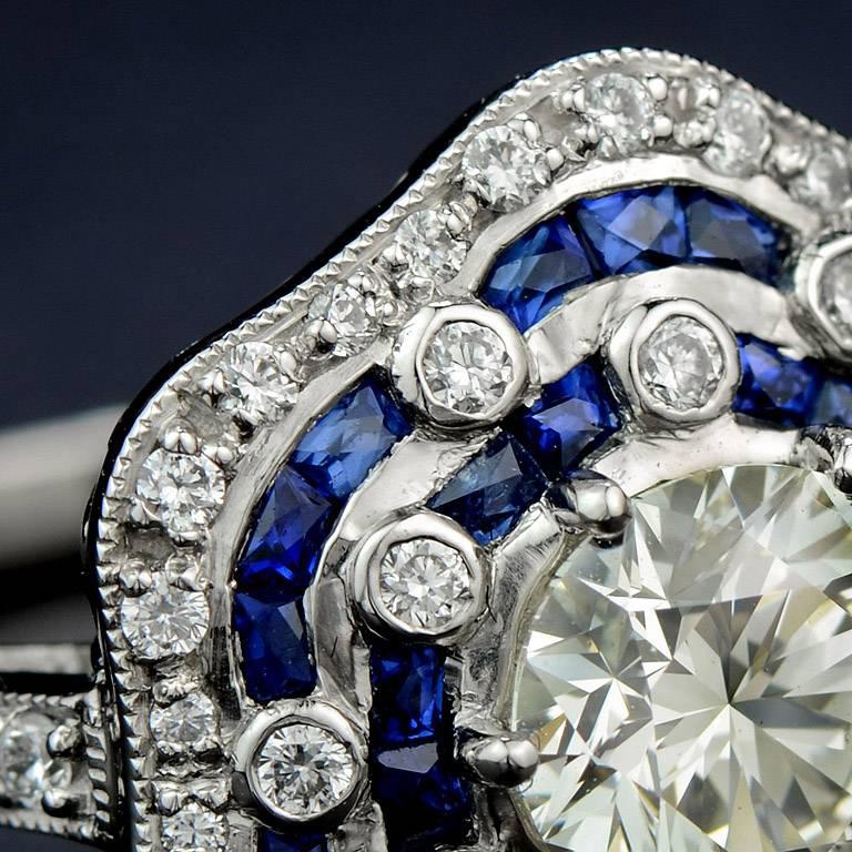 Women's GIA Certified 1.05 Carat Diamond Blue Sapphire Engagement Ring