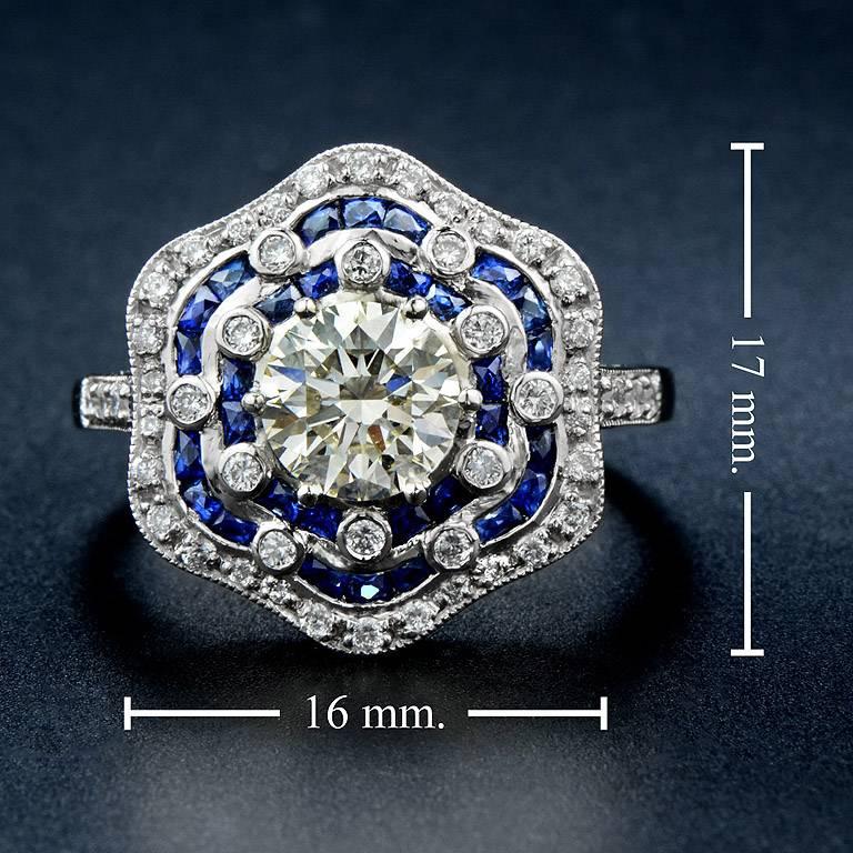 GIA Certified 1.05 Carat Diamond Blue Sapphire Engagement Ring 1