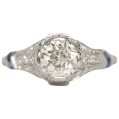 Antique GIA Certified 1.05 Carat Diamond Platinum Engagement Ring