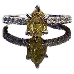 GIA Certified 1.05 Carat Fancy Intense Yellow Pear Shape Diamond Engagement Ring