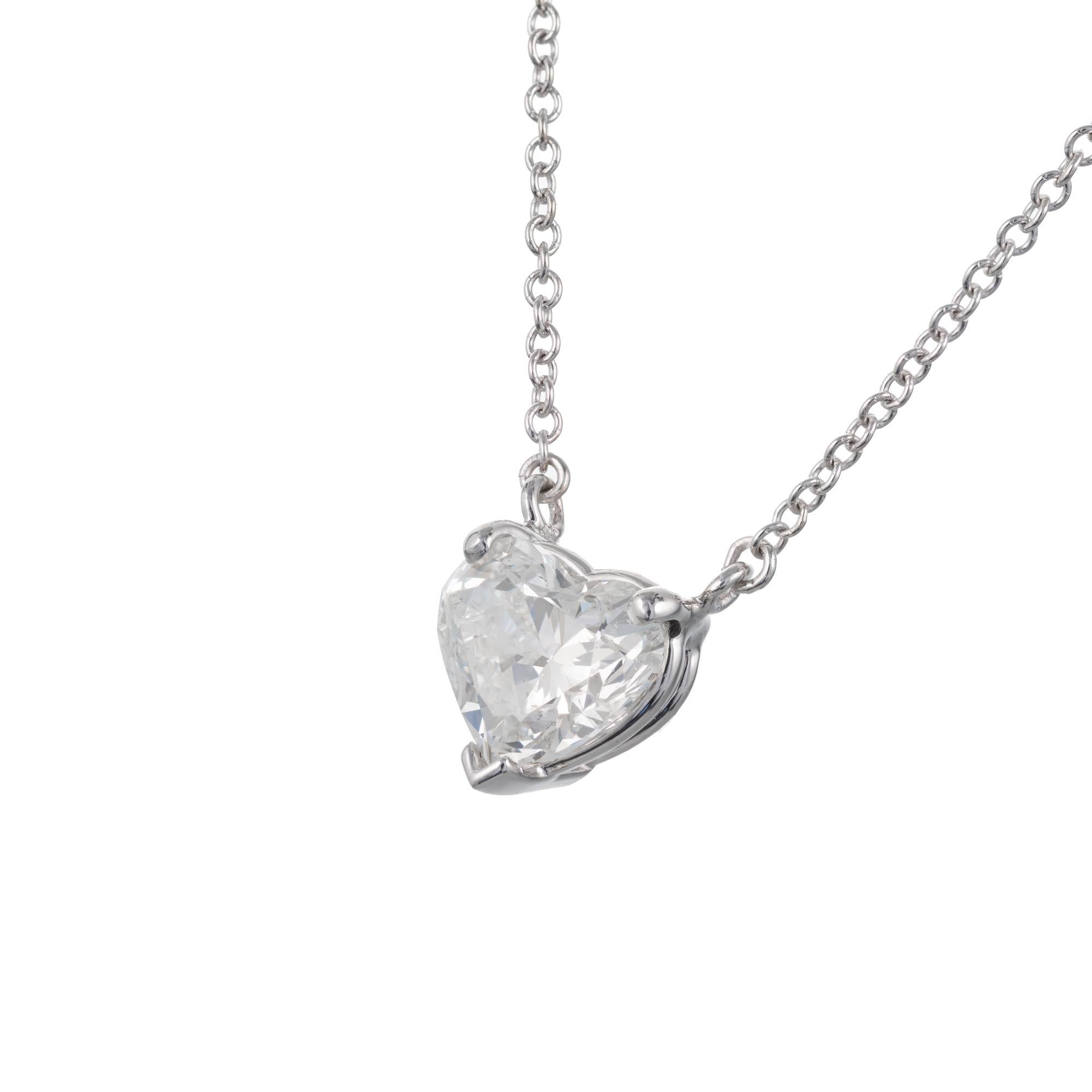 1.05 carat bright sparkly heart shaped diamond pendant necklace. Face up white with just a hint of color.  GIA certified (laser drill ) 

1 heart shape J SI diamond, Approximate 1.05ct GIA Certificate # 2201125139
14k white gold 
Stamped: 14k
1.9