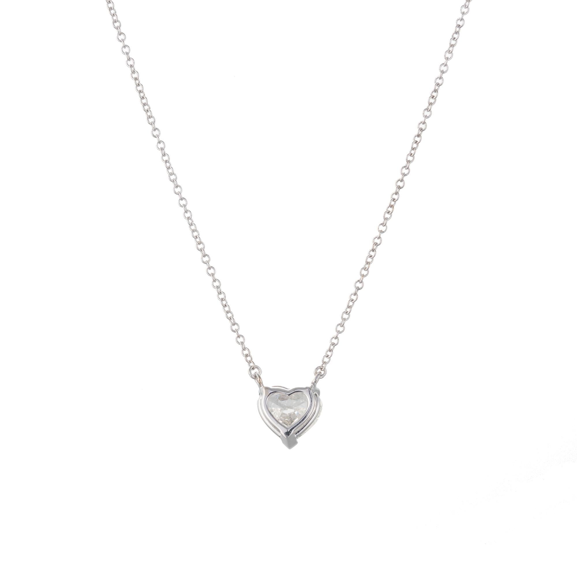 Women's GIA Certified 1.05 Carat Heart Shaped Diamond White Gold Pendant Necklace
