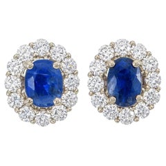 GIA Certified 1.05 Carat Kashmir Blue Sapphire And Diamond Earrings In 18K Gold