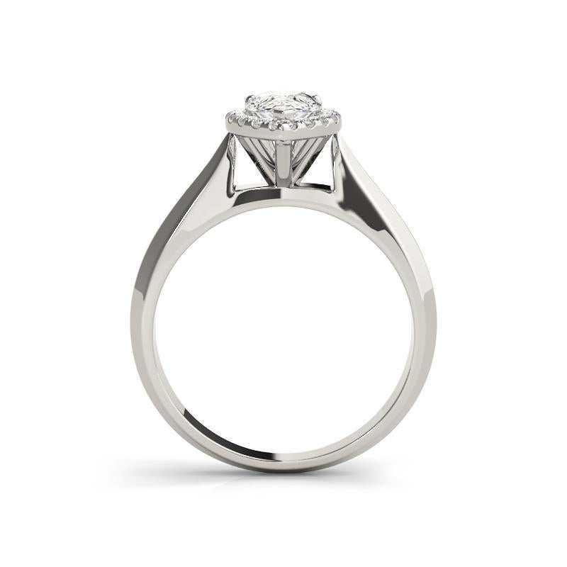 De las mujeres Anillo de diamantes de oro blanco de 18 quilates con halo de pera y banda de filo de navaja de 1,05 quilates con certificado GIA en venta