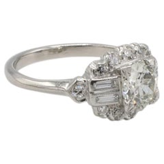 Anillo de compromiso Art Decó Brillante Circular de 1,05 quilates L VS2 certificado por GIA