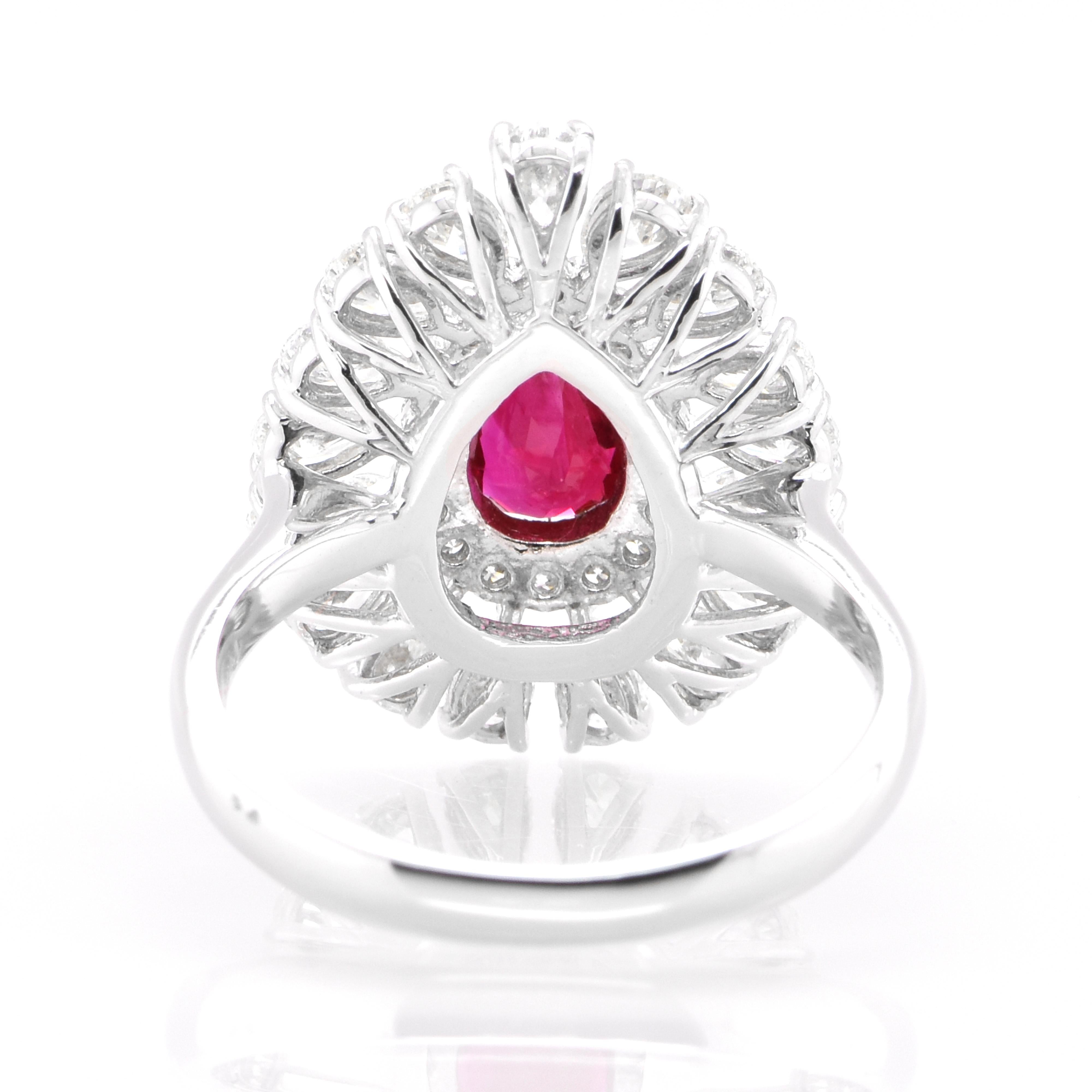 GIA Certified 1.05 Carat Natural Burmese Ruby and Diamond Ring Set in Platinum In New Condition For Sale In Tokyo, JP