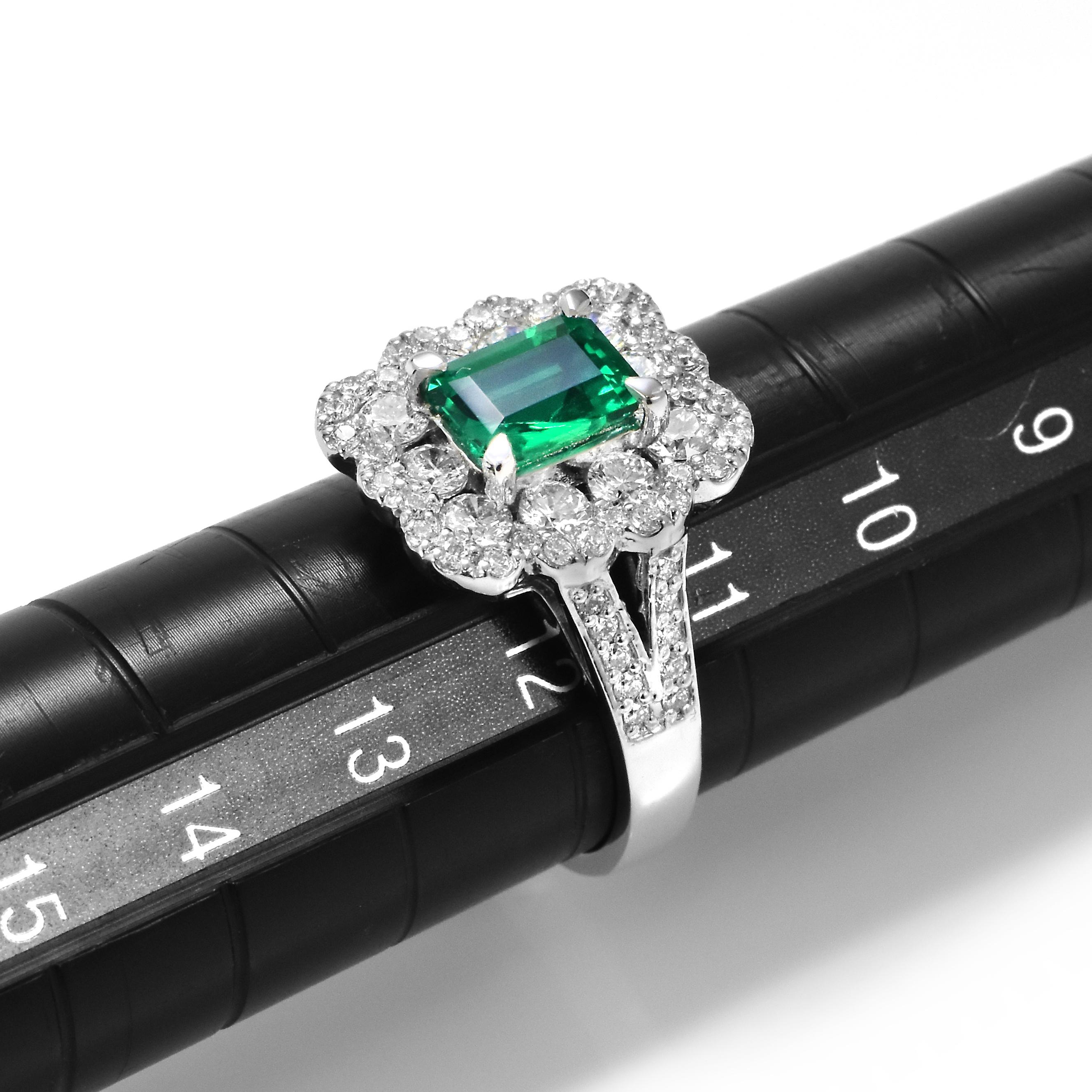 GIA zertifiziert 1,05 Karat natürlichen kolumbianischen Smaragd & Diamanten Ring Set in Platin im Angebot 5
