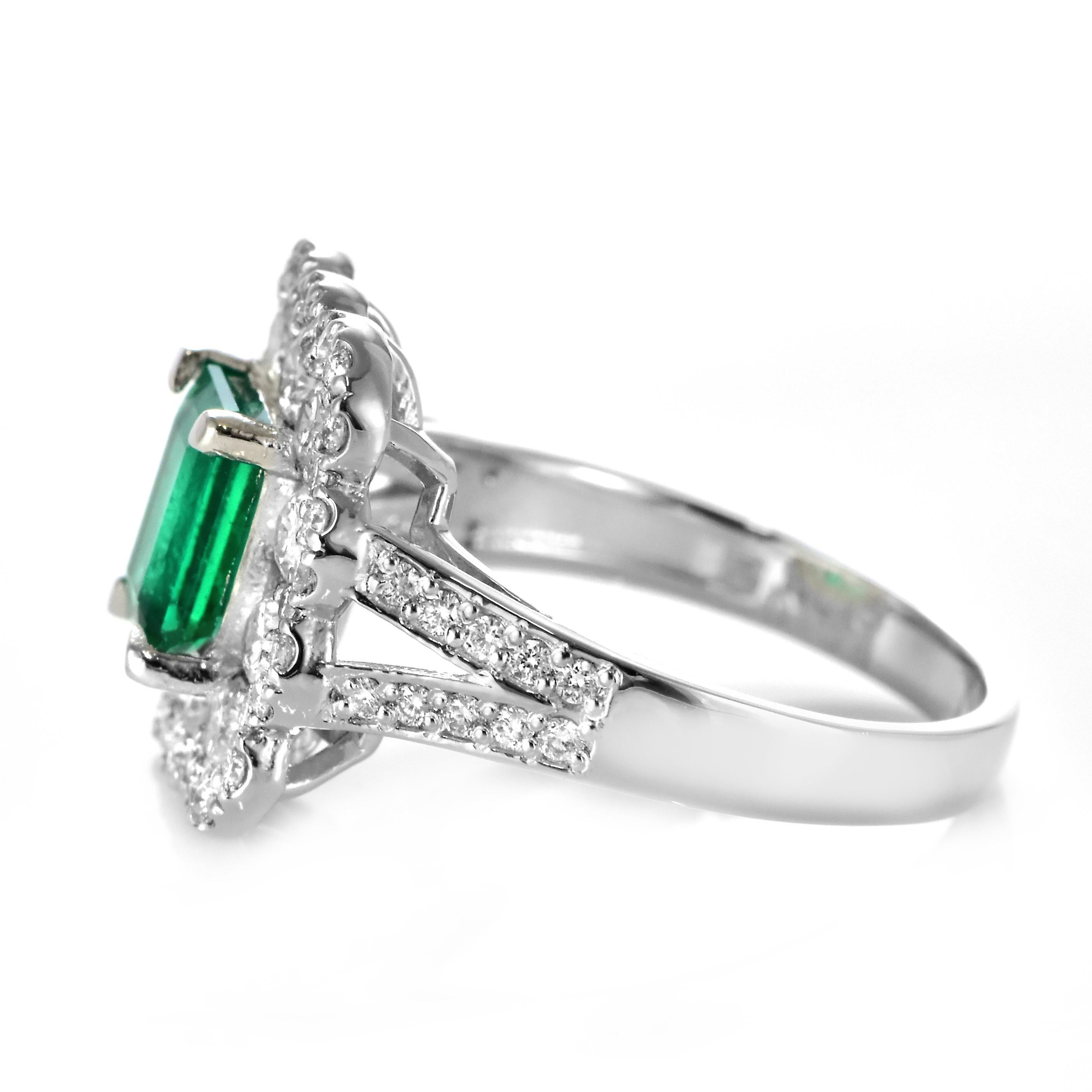 GIA zertifiziert 1,05 Karat natürlichen kolumbianischen Smaragd & Diamanten Ring Set in Platin im Angebot 6