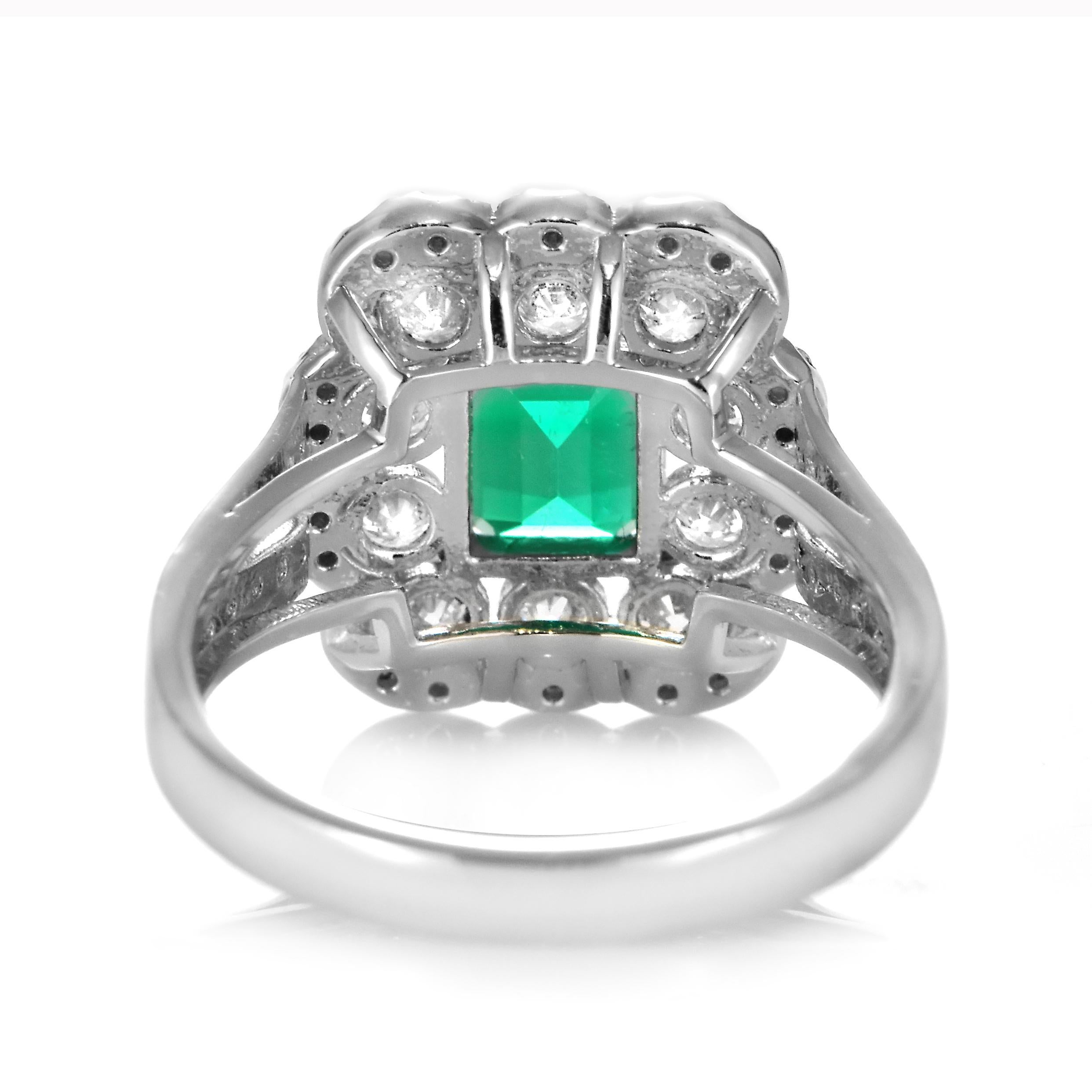 GIA zertifiziert 1,05 Karat natürlichen kolumbianischen Smaragd & Diamanten Ring Set in Platin im Angebot 8
