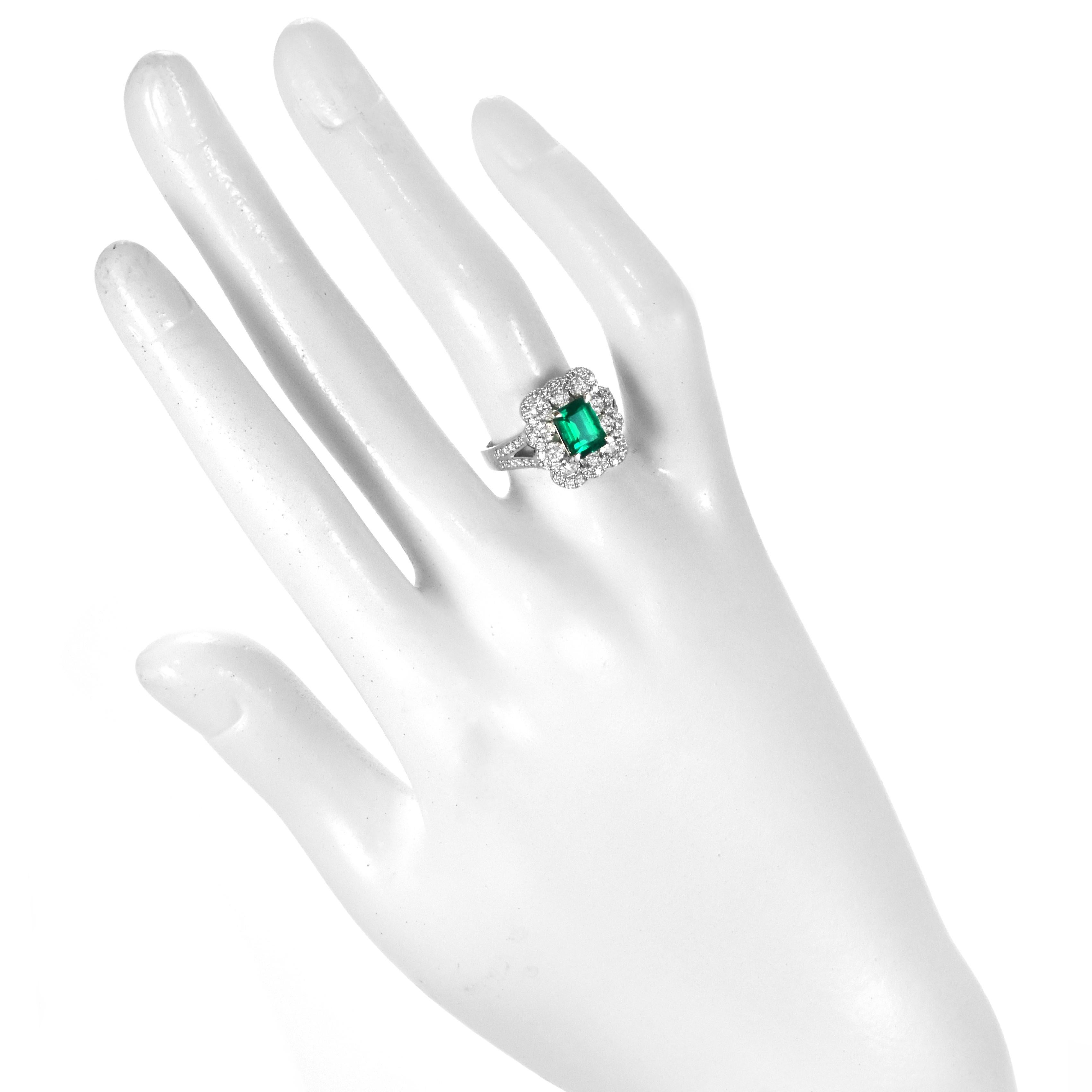 GIA zertifiziert 1,05 Karat natürlichen kolumbianischen Smaragd & Diamanten Ring Set in Platin Damen im Angebot