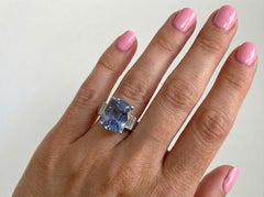 GIA Certified 10.5 Carat No Heat Ceylon Sapphire Diamond Platinum Ring