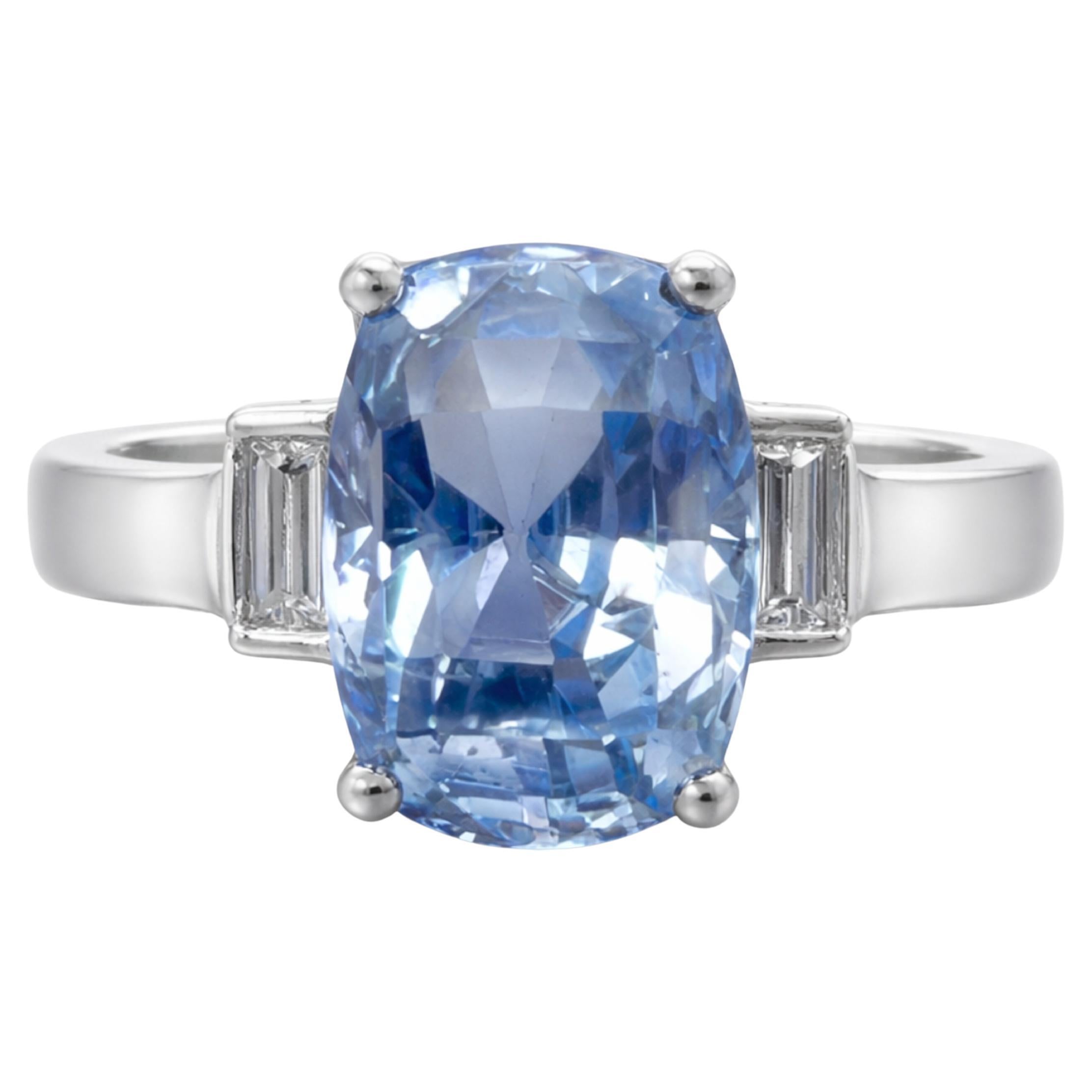 GIA zertifiziert 10,5 Karat Ungeheizter Ceylon Blauer Saphir 
Diamant Platin Ring im Angebot
