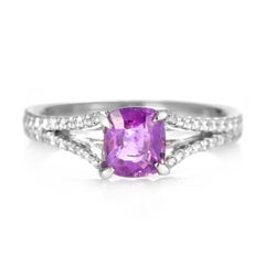 GIA Certified 1.05 Carat Unheated Pink Sapphire & Diamond Ring Made in Platinum
