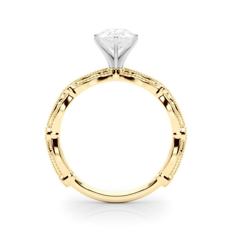 Anello di diamanti a fascia con pera vintage da 1,05 carati certificato GIA In condizioni Nuovo in vendita a New York, NY
