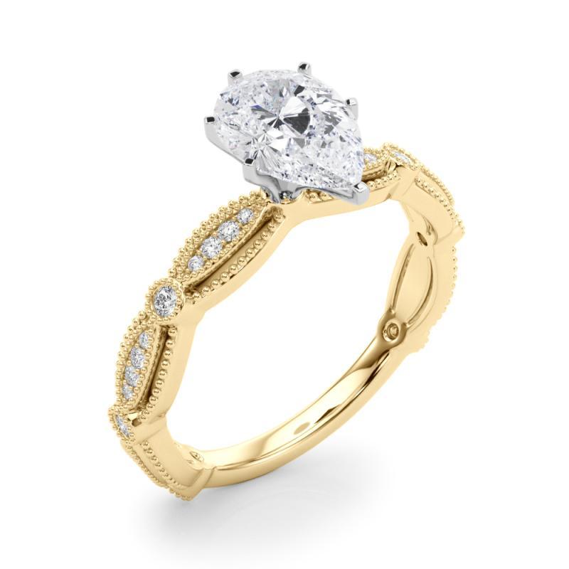 Donna Anello di diamanti a fascia con pera vintage da 1,05 carati certificato GIA in vendita