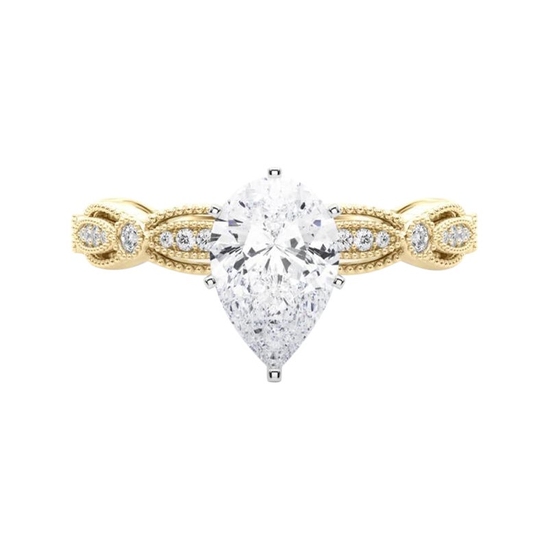 Anello di diamanti a fascia con pera vintage da 1,05 carati certificato GIA