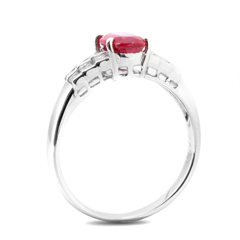 Mixed Cut GIA Certified 1.05 Carats Unheated Ruby Diamonds set in Platinum Ring For Sale