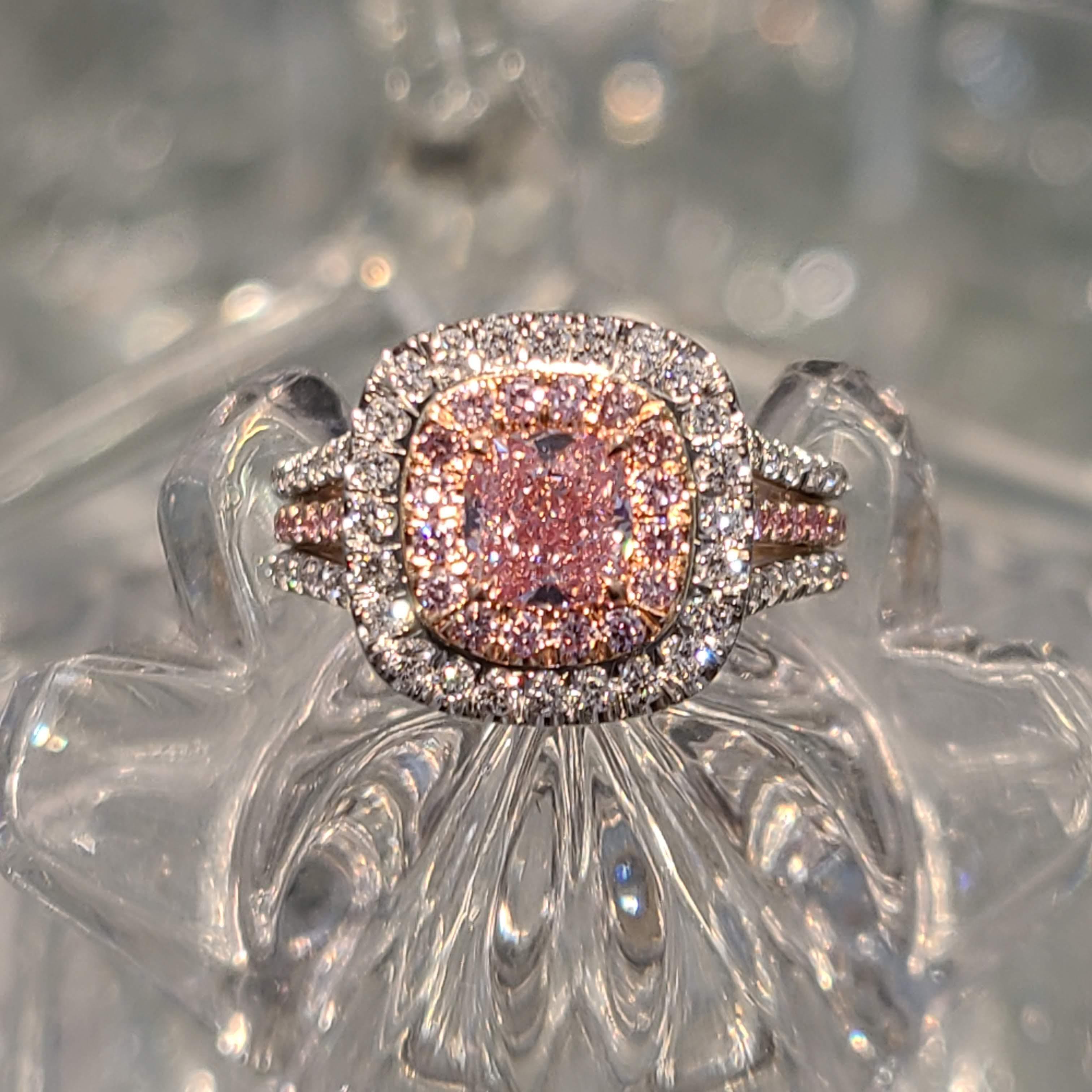 pink square diamond ring