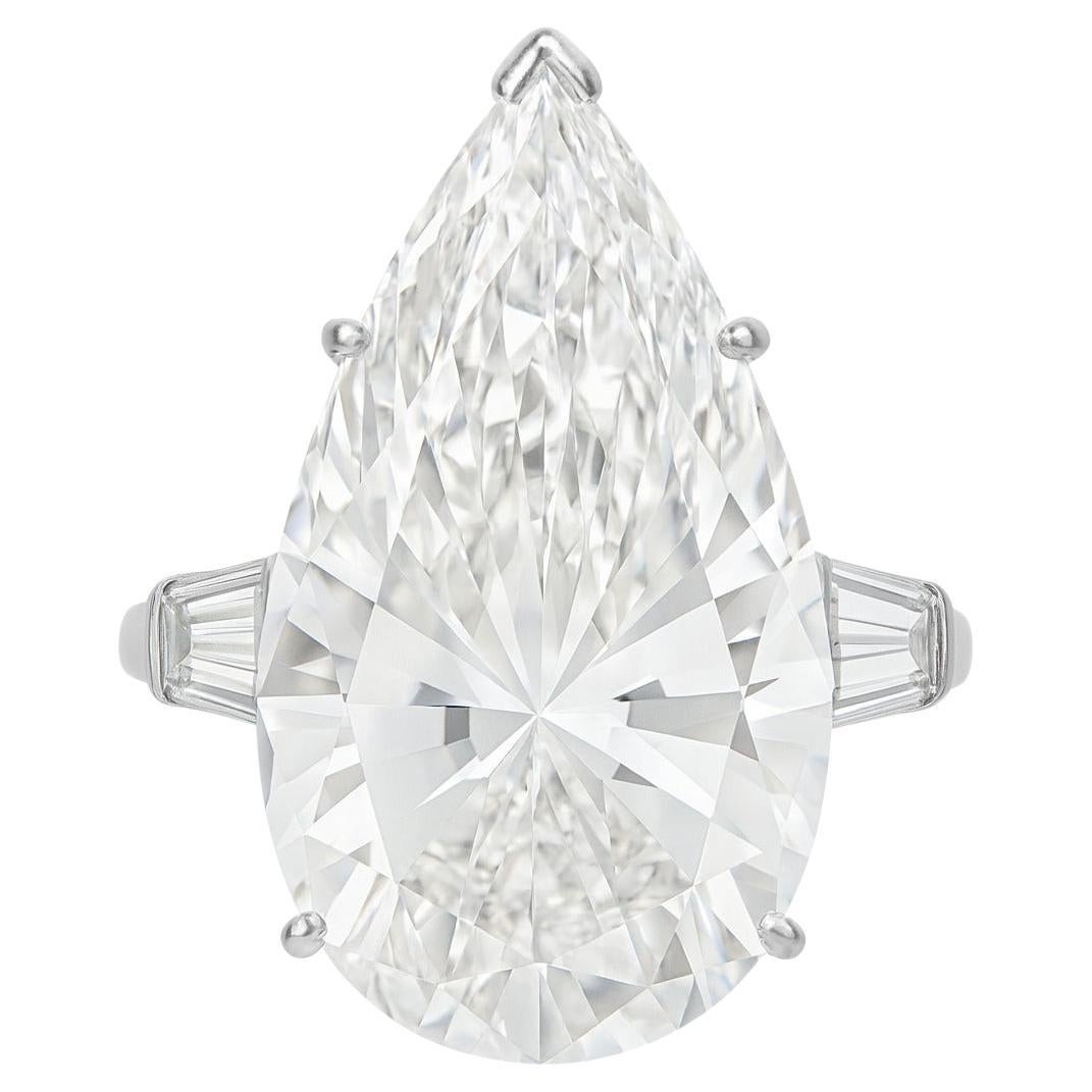 Bague en platine certifiée GIA de 10,50 carats de type IIa, taille poire, diamant Golconda