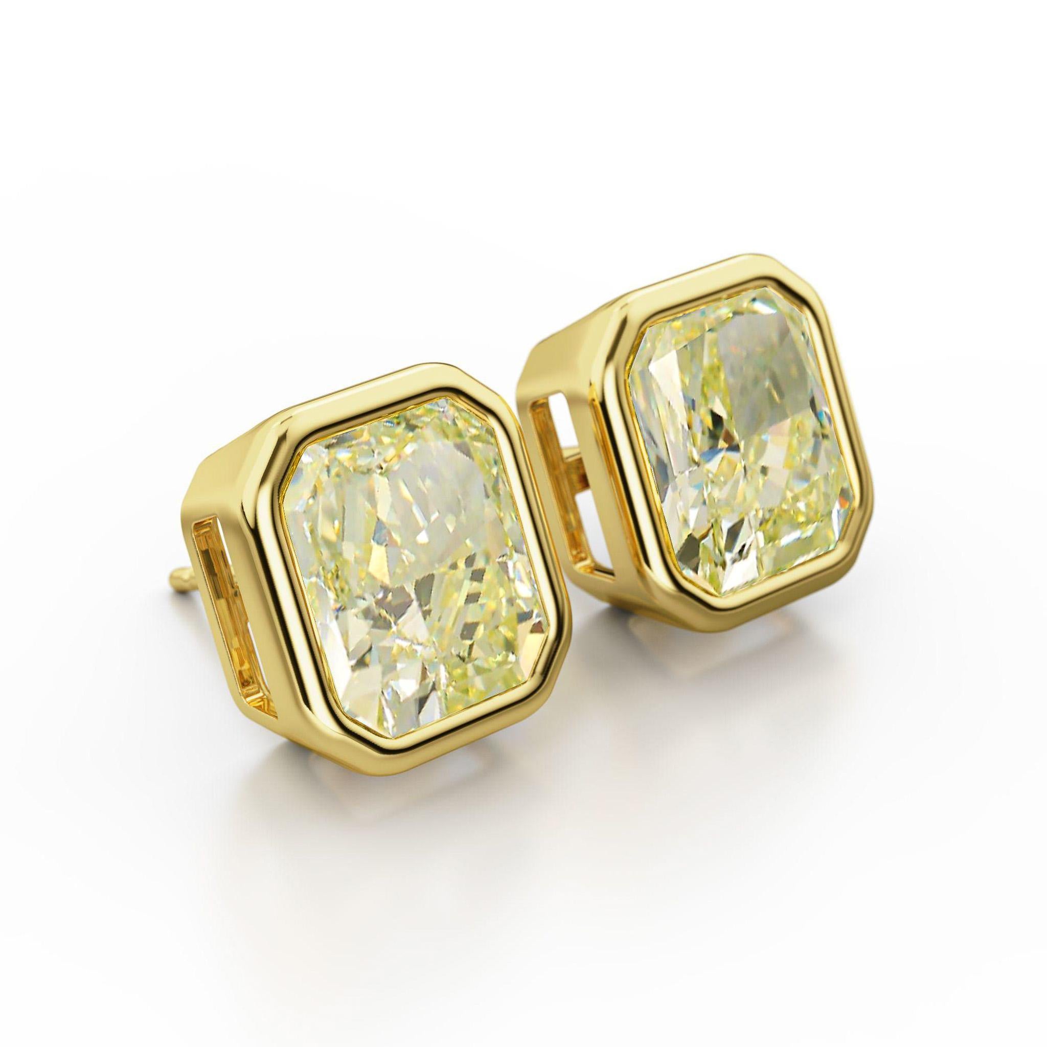 Donna Orecchino con castone in oro 18K con diamante giallo chiaro Fancy da 10,52 carati certificato GIA in vendita