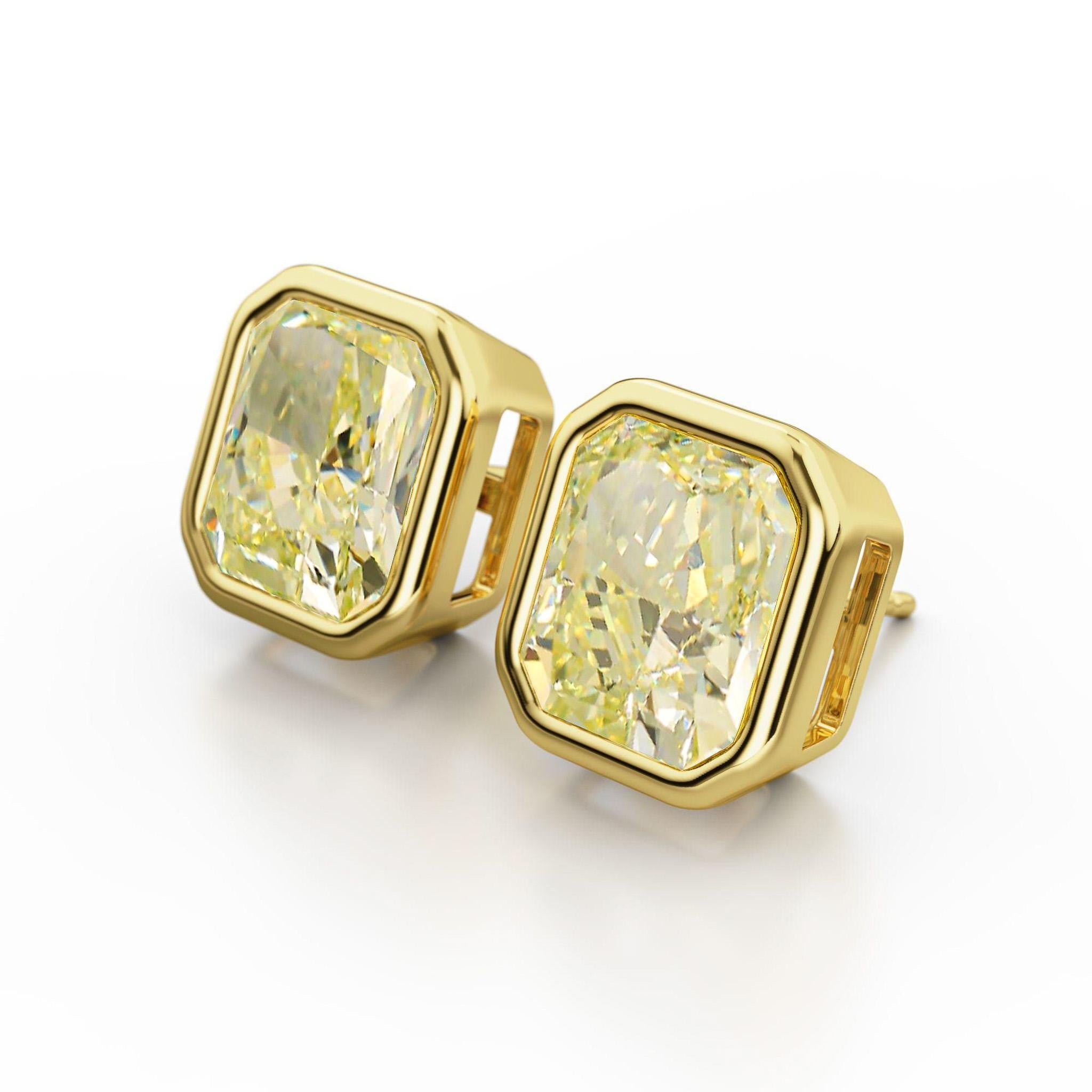 Orecchino con castone in oro 18K con diamante giallo chiaro Fancy da 10,52 carati certificato GIA in vendita 1