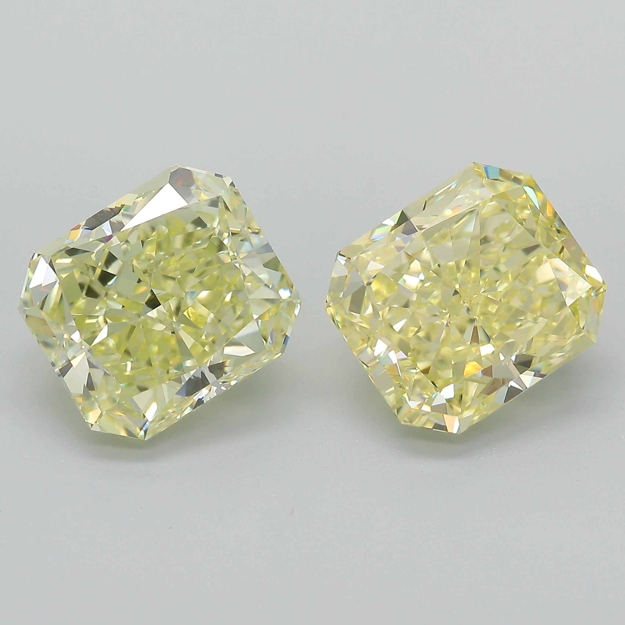 GIA Certified 10.52 Carat Fancy Light Yellow Radiant Cut Diamond Pair Loose For Sale 5