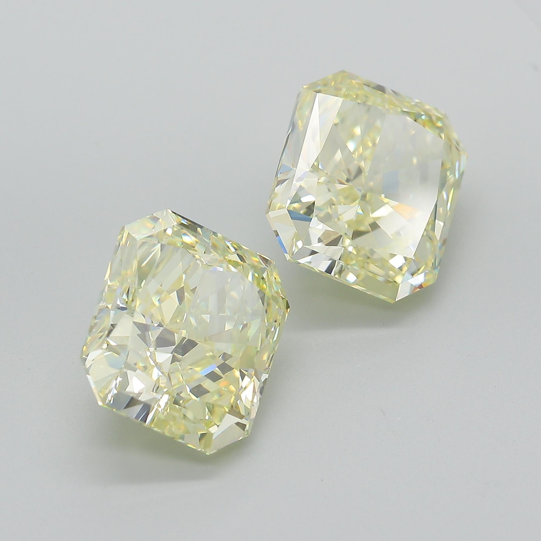 GIA Certified 10.52 Carat Fancy Light Yellow Radiant Cut Diamond Pair Loose For Sale 6