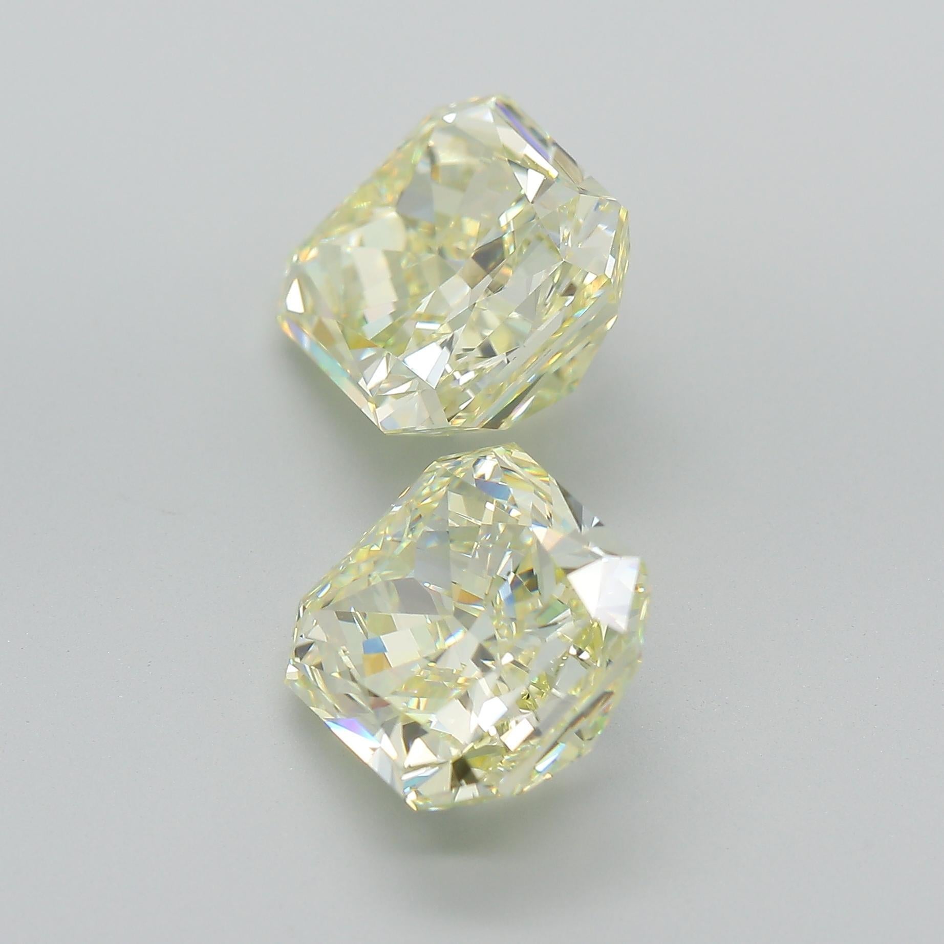 Women's GIA Certified 10.52 Carat Fancy Light Yellow Radiant Cut Diamond Pair Loose For Sale