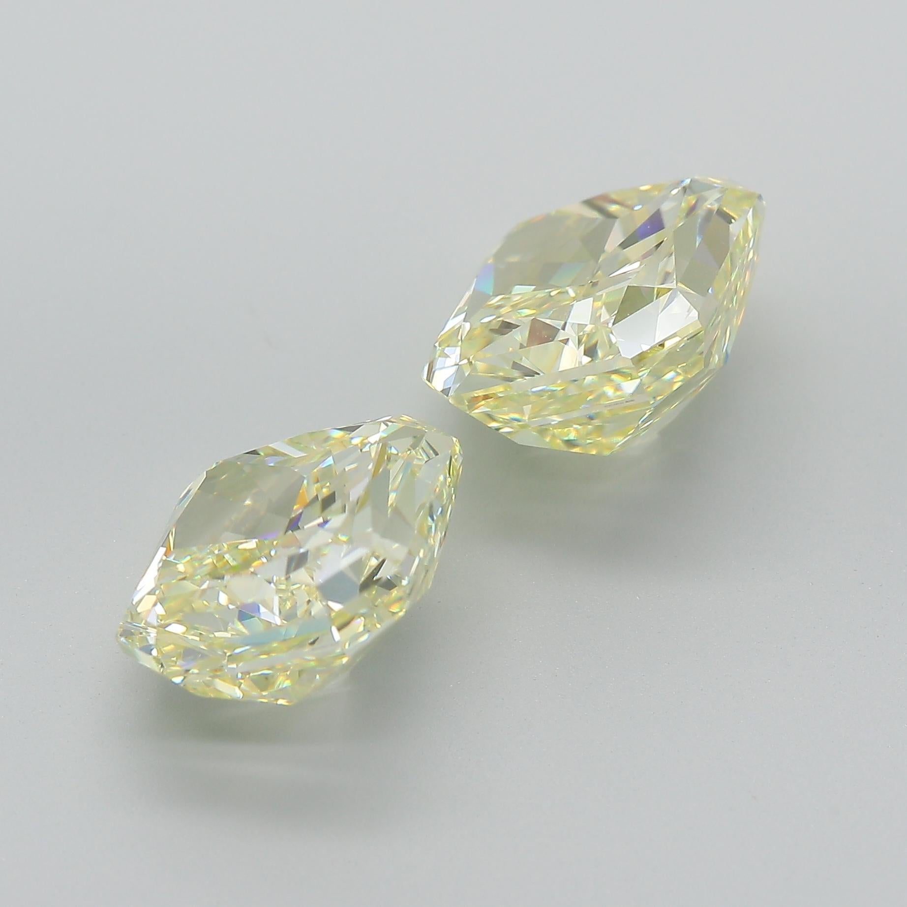 GIA Certified 10.52 Carat Fancy Light Yellow Radiant Cut Diamond Pair Loose For Sale 1