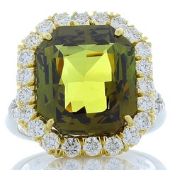 GIA Certified 10.55 Carat Octagonal Alexandrite and Diamond Cocktail Ring