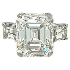 Retro GIA Certified 10.58 ct. Emerald Cut I VS1 Mid-Century Engagement Ring