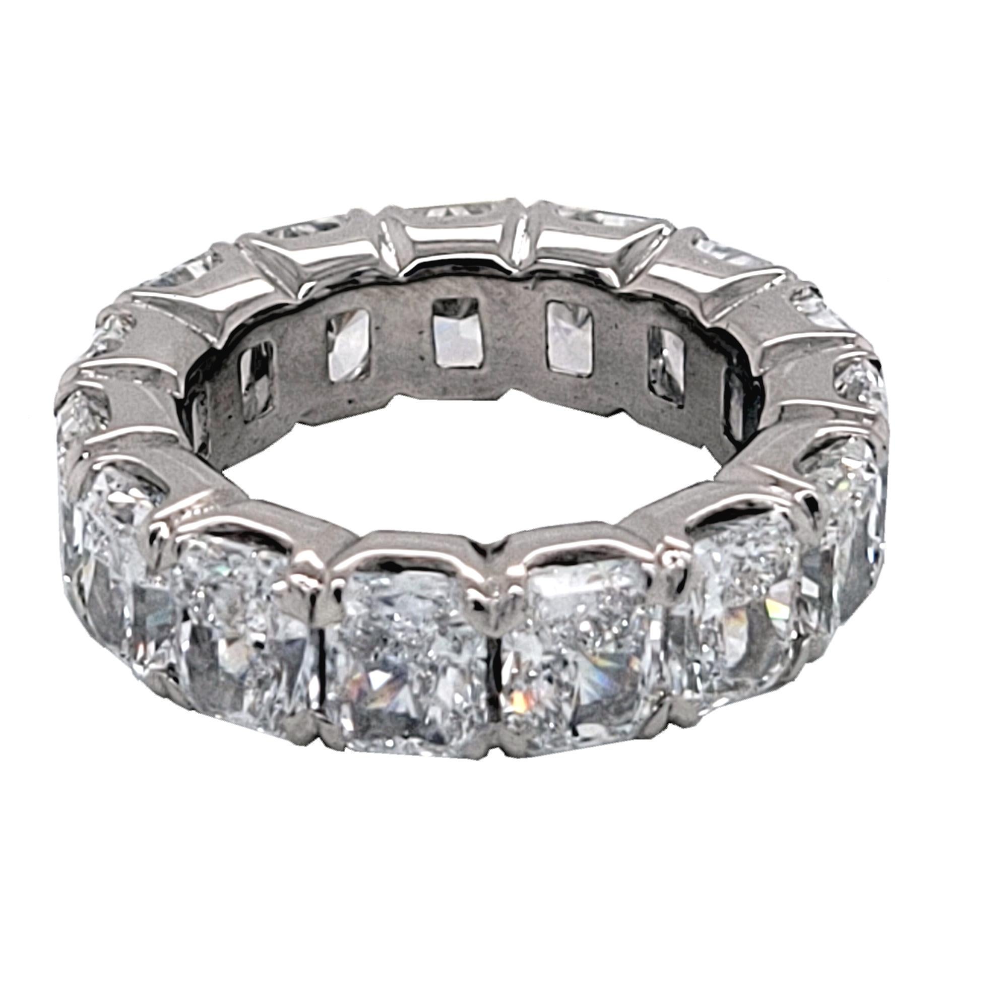 Radiant Cut GIA Certified 10.59 Carat '0.70 Cts' Radiant Platinum Diamond Eternity Ring For Sale