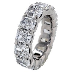 GIA Certified 10.59 Carat '0.70 Cts' Radiant Platinum Diamond Eternity Ring