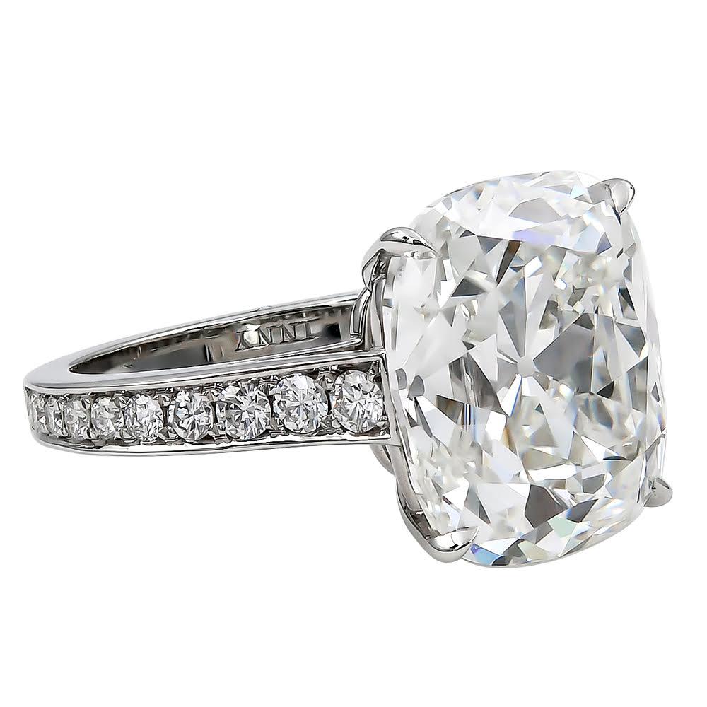 
Magnificent 10.59 Elongated Cushion Brilliant cut diamond ring.

Truly a masterpiece and example of old world diamond cutting and shaping!
This stone is special and rare as its an Elongated Cushion Brilliant. Acknowledging the perfection in this