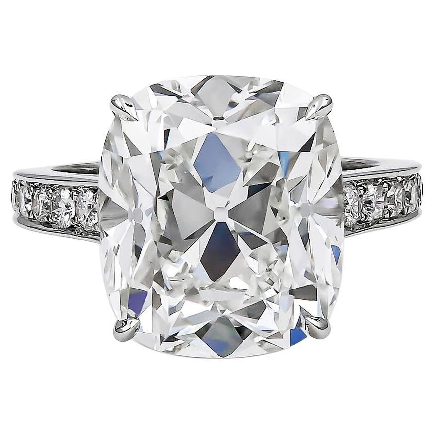 GIA Certified 10.59 Elongated Cushion Brilliant  Engagement Ring For Sale